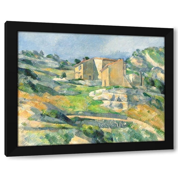 Paul Cezanne 14x12 Black Modern Wood Framed Wall Art Titled - Houses in Provence: The Riaux Valley near LEstaque