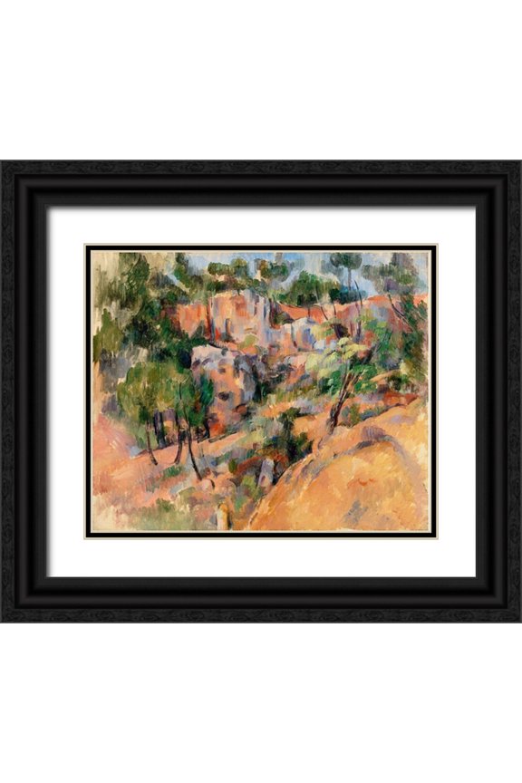 Cezanne, Paul 14x12 Black Ornate Wood Framed with Double Matting Museum Art Print Titled - Bibémus Quarry