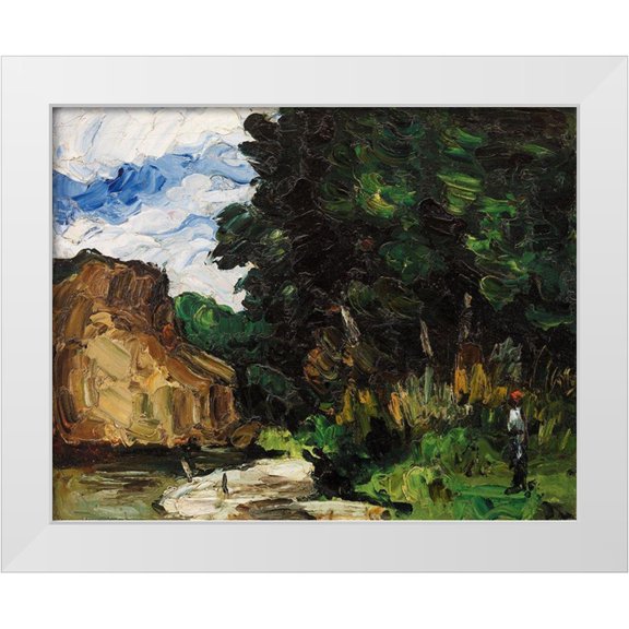 Cezanne, Paul 14x12 White Modern Wood Framed Museum Art Print Titled - River Bend
