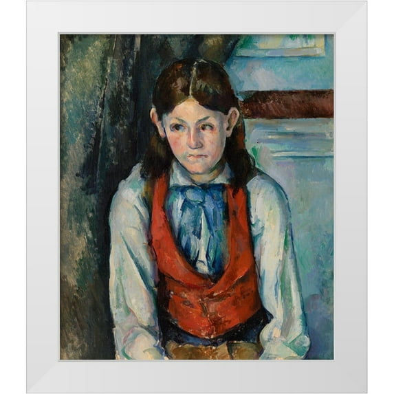 Cezanne, Paul 15x17 White Modern Wood Framed Museum Art Print Titled - Boy in a Red Vest