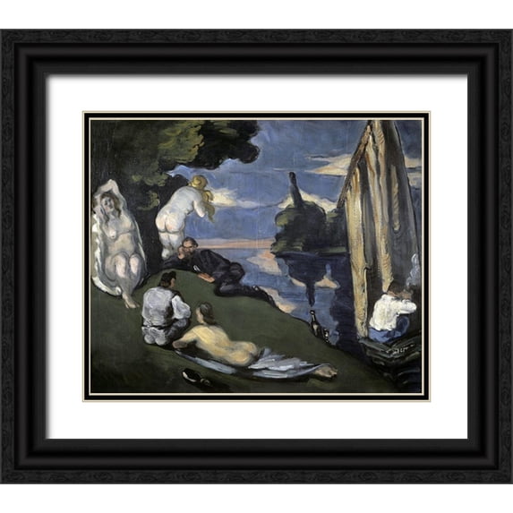 Cezanne, Paul 17x15 Black Ornate Wood Framed with Double Matting Museum Art Print Titled - Pastoral