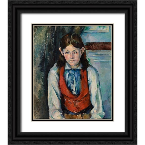 Cezanne, Paul 20x23 Black Ornate Wood Framed with Double Matting Museum Art Print Titled - Boy in a Red Vest