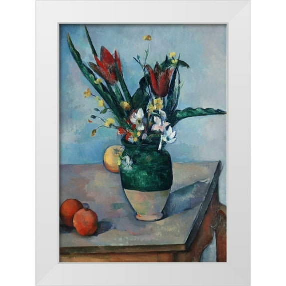 Cezanne, Paul 24x32 White Modern Wood Framed Museum Art Print Titled - The Vase of Tulips