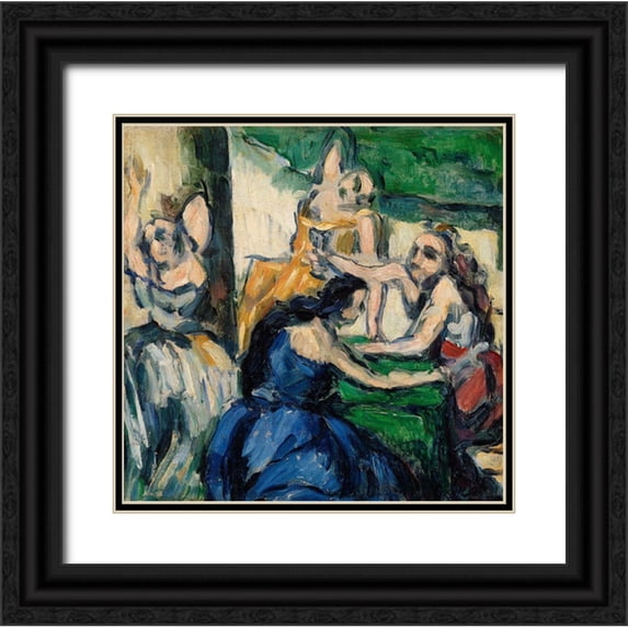 Cezanne, Paul 26x26 Black Ornate Wood Framed with Double Matting Museum Art Print Titled - The Courtesans