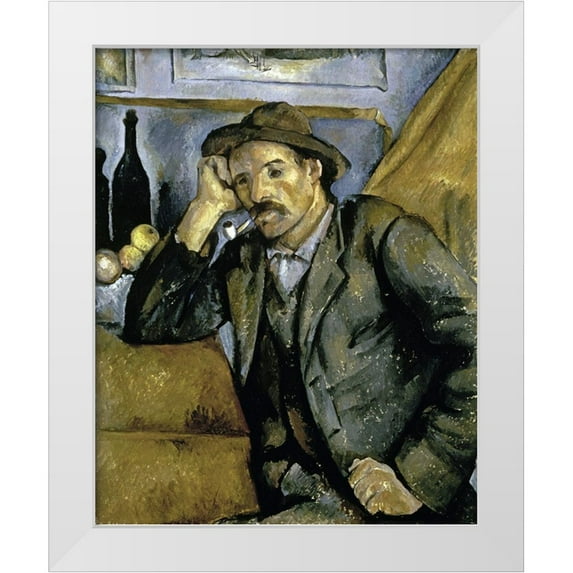 Cezanne, Paul 26x31 White Modern Wood Framed Museum Art Print Titled - Smoker