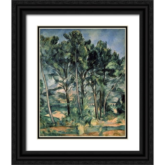 Cezanne, Paul 26x32 Black Ornate Wood Framed with Double Matting Museum Art Print Titled - The Aqueduct (Montagne Sainte-Victoire Seen Throug