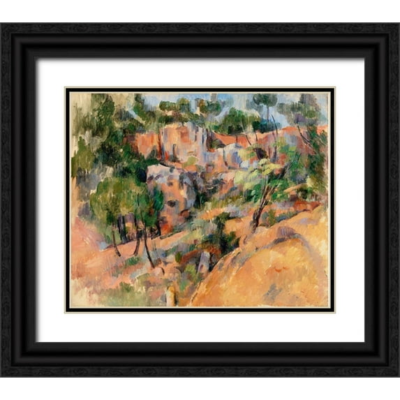 Cezanne, Paul 31x26 Black Ornate Wood Framed with Double Matting Museum Art Print Titled - Bibémus Quarry