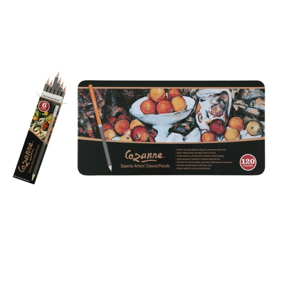 Cezanne Premium Colored Pencil Set With 6pk Colorless Blenders - Soft Wax Core Colored Pencils for Drawing, Blending, Coloring, Professional Artists & More! - 120-Count