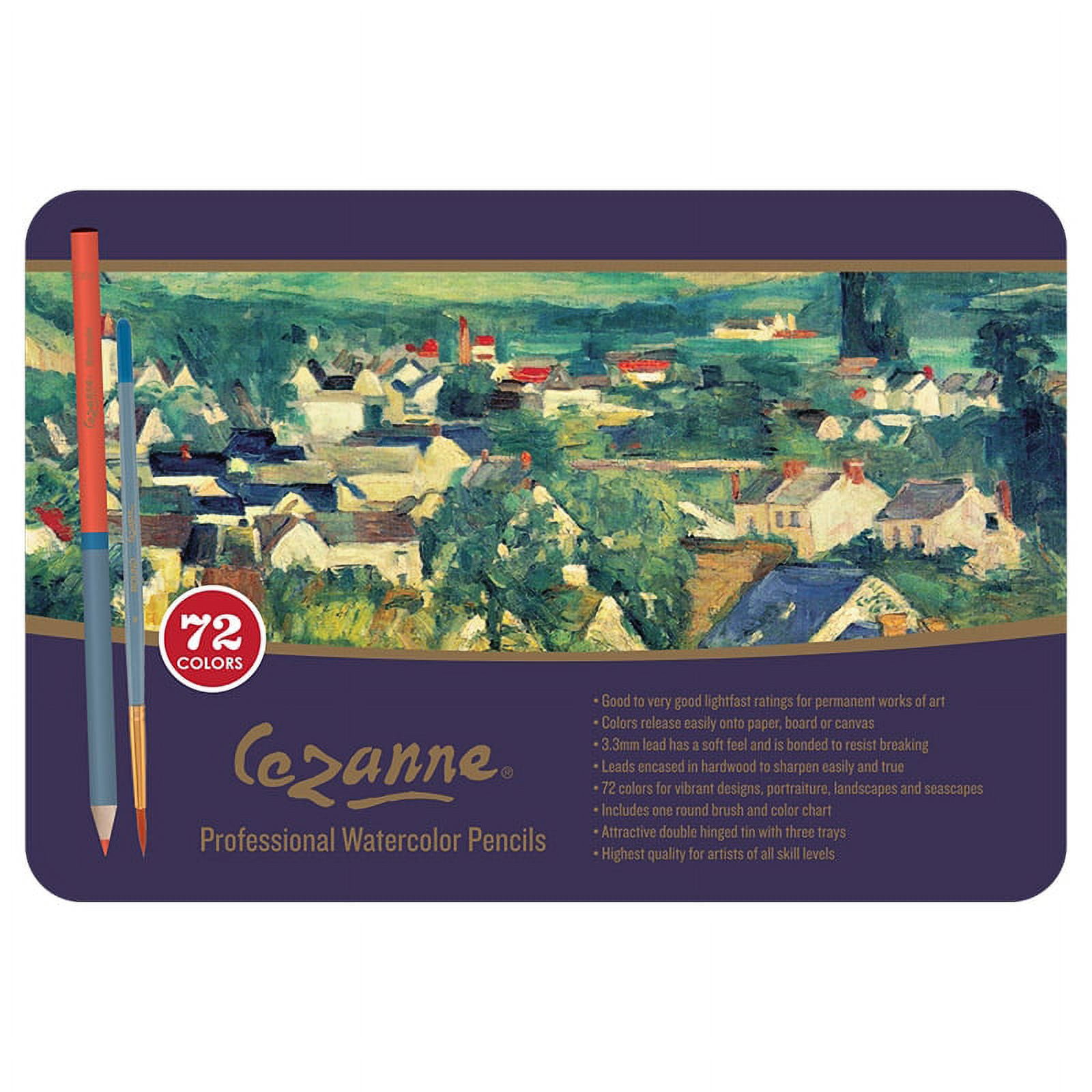 Cezanne Watercolor Pencil Set of 72 - Professional Artist Quality Soft Core Leads for Watercolour Painting, Coloring, Drawing, Layering, Blending, Shading, Use Wet or Dry