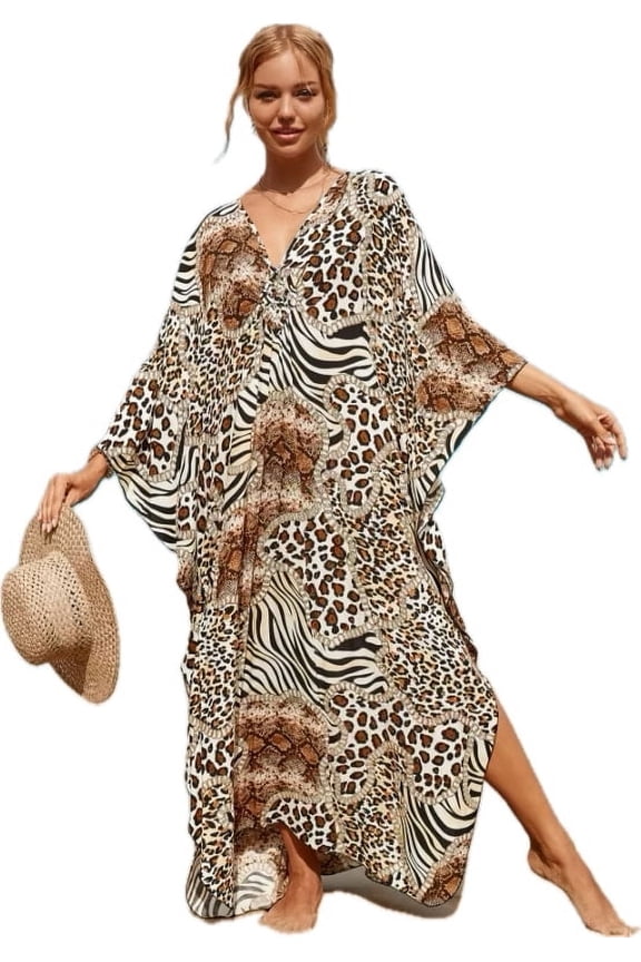 Caftans for Women Plus size Animals Kaftan Dresses Swimsuit Cover up Beach Maxi Loungewear