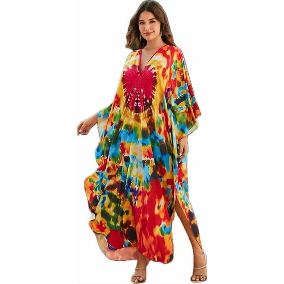 Cfcsrp Caftans for Women Plus size Kaftan Dresses Swimsuit Cover up Beach Maxi Loungewear