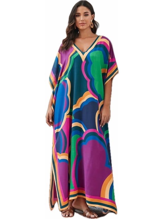 Women Kaftan Dresses Plus Size Moo Moo for WomenCover ups Summer Dress Maxi Long Caftan Swimsuit Bathing Suit Cover Up