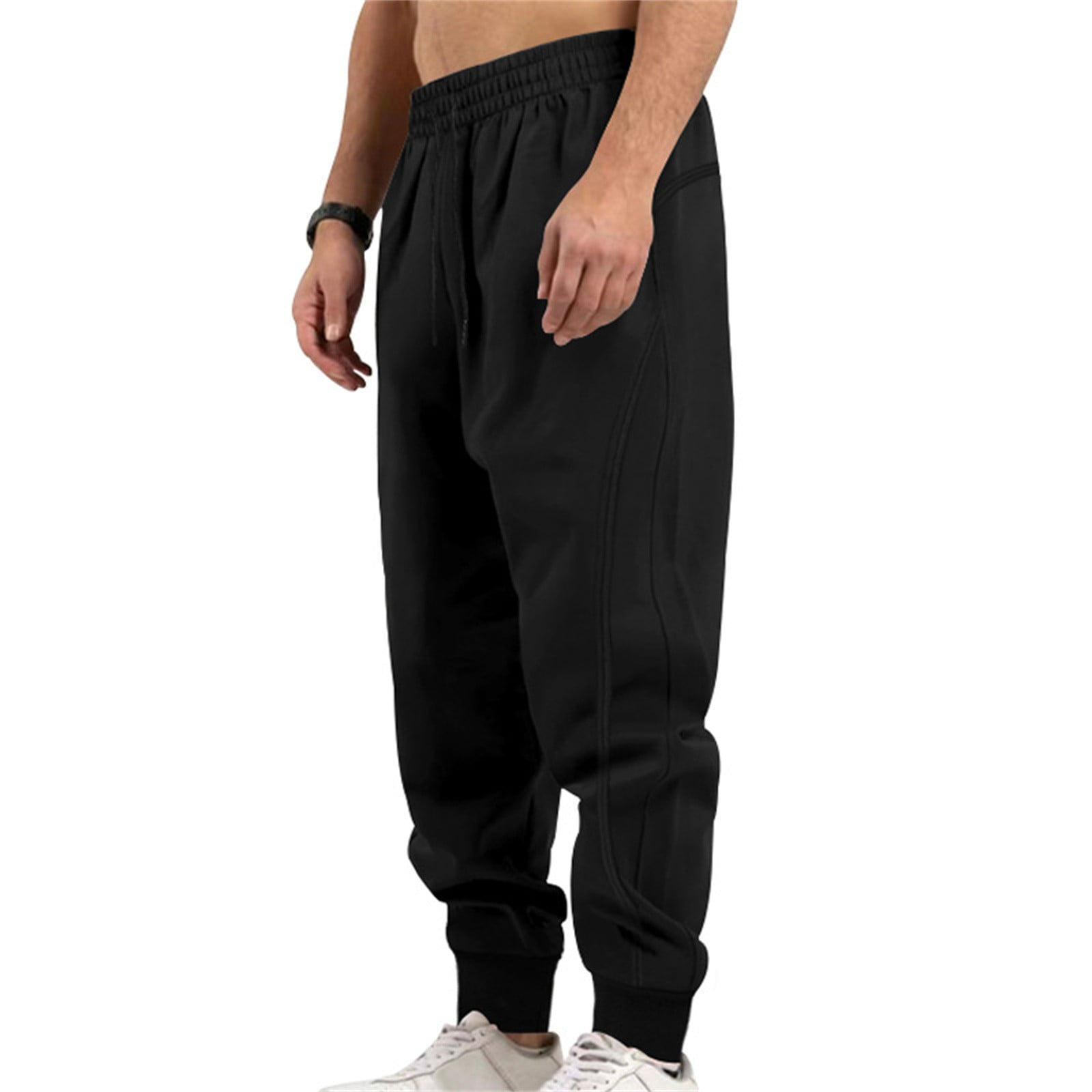 Cfklopgg Mens Stretch Jogger Black Sweatpants Men Baggy Men's Casual