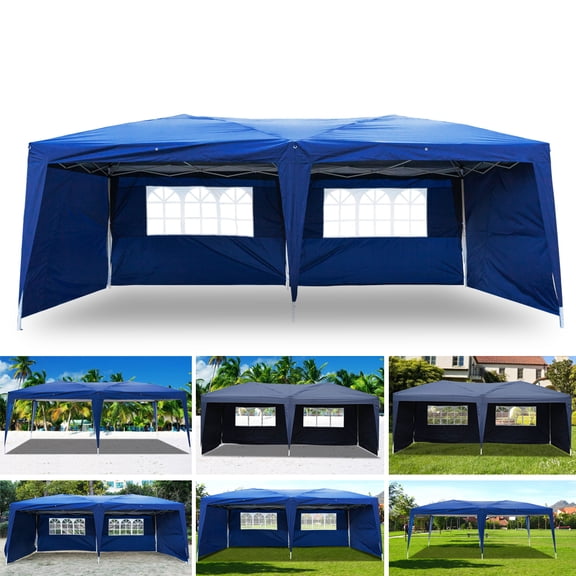 Cfowner 10' X 20' Outdoor Wedding Party Tent Camping Shelter Gazebo Canopy with 4 Removable Sidewalls Easy Set Gazebo BBQ Pavilion Canopy Cater Events