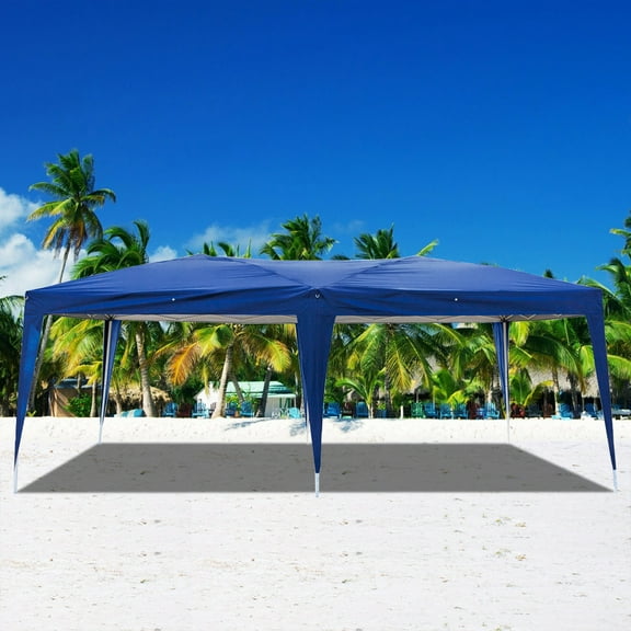 Cfowner 10' x 20' Pop Up Canopy Tent, Canopy Tents for Outside, 4 Windows Waterproof Tents and Canopies with Carry Bag, Gazebo for Wedding, Party, Commercial Event, Blue