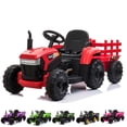 thumbnail image 1 of Cfowner 12V Battery-Powered Toy Tractor with Trailer and 35W Dual Motors, 3-Gear-Shift Ground Loader Ride On with LED Lights and USB & Bluetooth Audio Functions, 1 of 6