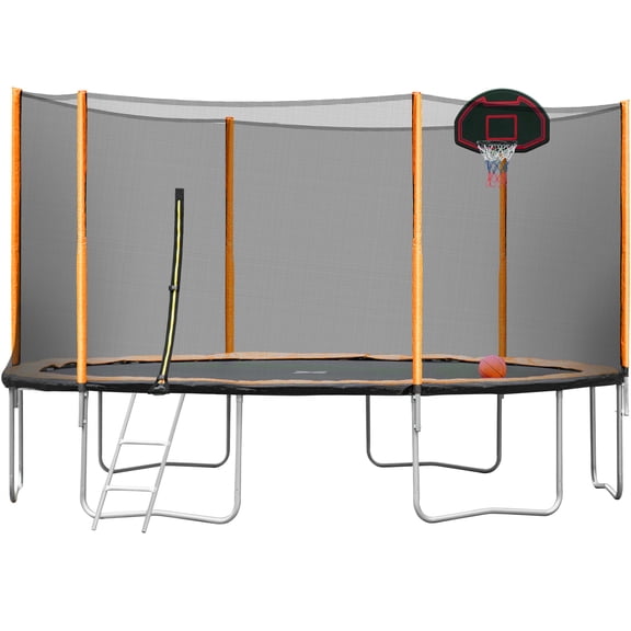 Cfowner 14FT Trampoline with Basketball Hoop Inflator and Ladder