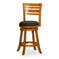 thumbnail image 1 of Cfowner 24" Counter Height Slat Back Swivel Stool, Natural Finish, Charcoal Fabric Seat, 1 of 6