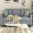 thumbnail image 1 of Cfowner 3-Seat Sofa, Modern Linen Fabric Sofa with Sturdy Wooden Legs, Rolled Arm Microfiber Sofa for Bedroom Living Room, Gray, 1 of 7