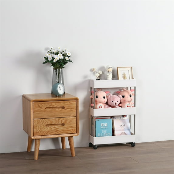 Cfowner 3 Tier Slim Storage Cart, Mobile Multi-Functional Slim Storage Cart, Suitable for Kitchen Bathroom, Laundry Room Narrow Place