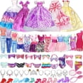 thumbnail image 1 of Cfowner 35 Pack Handmade Doll Clothes Set Including 2 Princess Dresses 4 Fashion Dresses 2 Tops and Pants 2 Bikini Swimsuits 10 Shoes and 15 Accessories for 11.5 Inch Doll, 1 of 6
