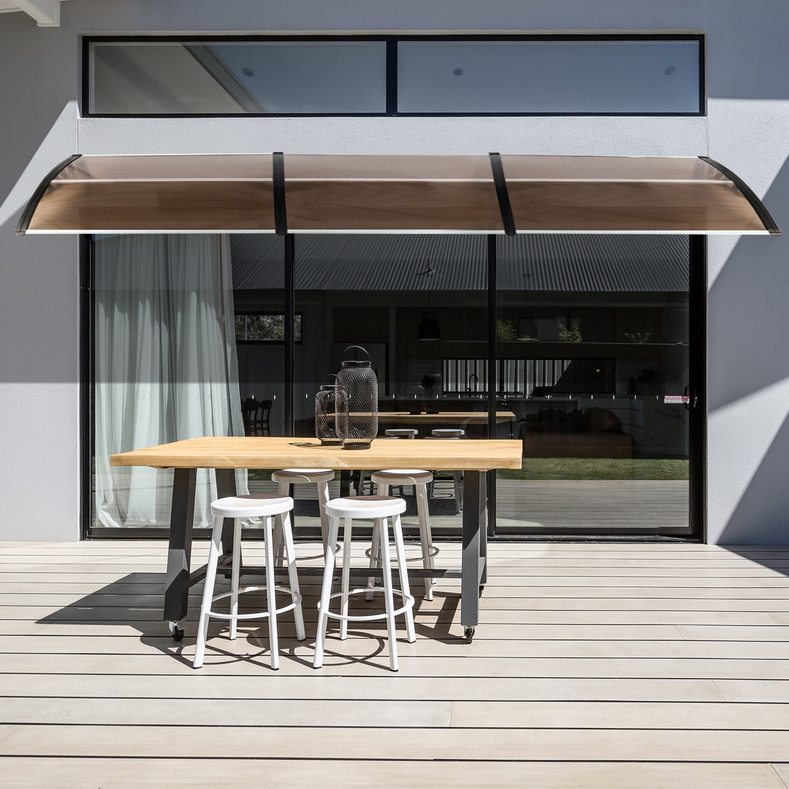 Cfowner 40" x 120" Door Window Awning Polycarbonate Cover Front Door Outdoor Patio Awning Canopy UV Rain Snow Protection Hollow Sheet