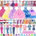 thumbnail image 1 of Cfowner 42 PCS Doll Clothes and Accessories 3 PCS Fashion Dresses 4 Tops 4Pants 3 PCS Party Dresses 2 Sets Swimsuits Bikini 6 Braces Skirt 10 Hangers and 10 pcs Shoes for 11.5 inch Doll, 1 of 7