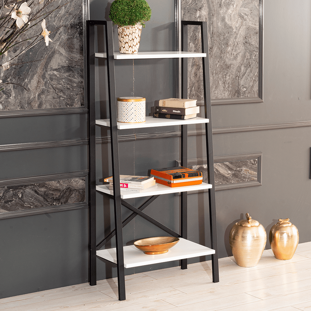 Cfowner 5-Tier Modern Bookcase, 5 Shelf Ladder Bookshelf Storage Shelf ...