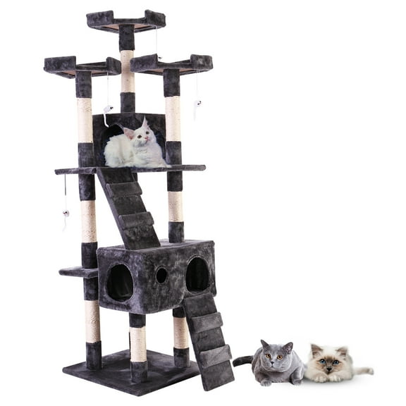 Cfowner 67-in Cat Tree & Condo Scratching Post Tower, Kitten Condo House, Kitty Play Activity Center