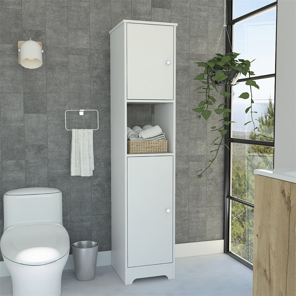 Cfowner 68" H Tall Bathroom Storage Cabinet w/ 2 Doors, Narrow Linen Tower Freestanding w/ Shelves for Home, Kitchen, Versatile, Anti-Tipping