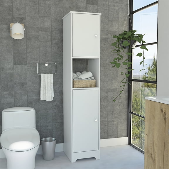 Cfowner 68" H Tall Bathroom Storage Cabinet w/ 2 Doors, Narrow Linen Tower Freestanding w/ Shelves for Home, Kitchen, Versatile, Anti-Tipping