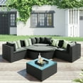thumbnail image 1 of Cfowner 7 Pieces Patio Furniture Sets Conversation Set, All-Weather Rattan Outdoor Sectional Sofa with Coffee Table, Washable Grey Cushions Covers, 1 of 8