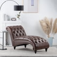 thumbnail image 1 of Cfowner Button-Tufted Chaise, Lounge Chair & Indoor Leisure Sofa Couch for Living Room, Dark Brown, 1 of 6