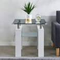 thumbnail image 1 of Cfowner Modern 2-Tier Rectangle Tempered Glass End Table with Wood Legs, 24"L x 24"W x 24"H, 1 of 5