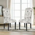thumbnail image 1 of Cfowner Modern Dining Chairs Set of 2, Fabric Tufted High Back ArmlessChairs with Wood Legs, Accent Chairs for Dining Room/Living Room/Kitchen, Script Pattern, 1 of 7
