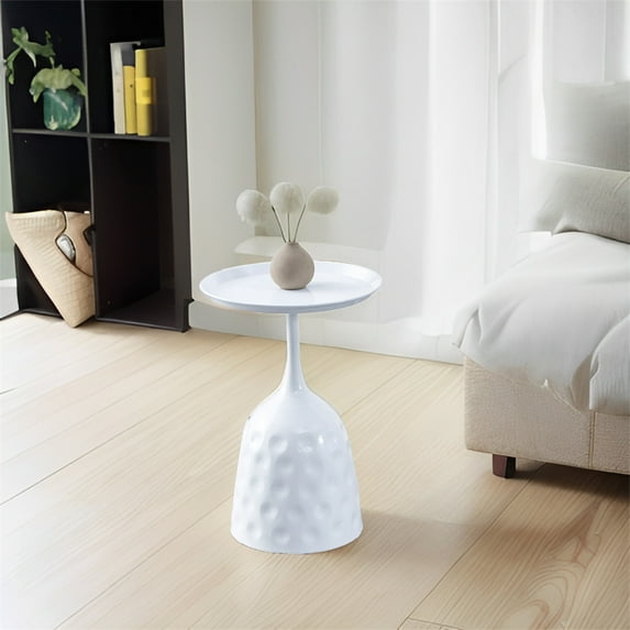 Cfowner Modern Wine Cup Metal Coffee End Table-White
