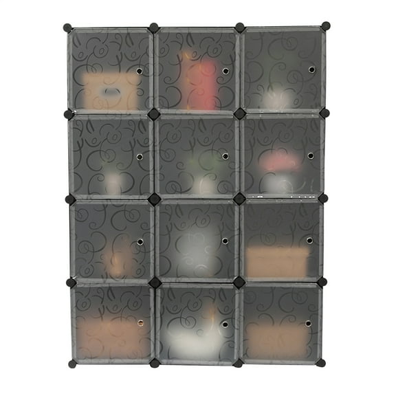 Cfowner Portable Storage Cubes - 14" x14" Cube (12 Cubes)-More Stable Cube Shelves with Doors, Modular Bookshelf Units, Clothes Storage Shelves, Room Organizer for Cubby Cube