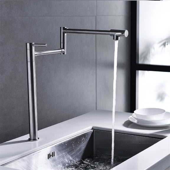Cfowner Pot Filler Faucet with Extension Shank, Commercial Faucets for Bar Living Room, 360°Swivel Spout