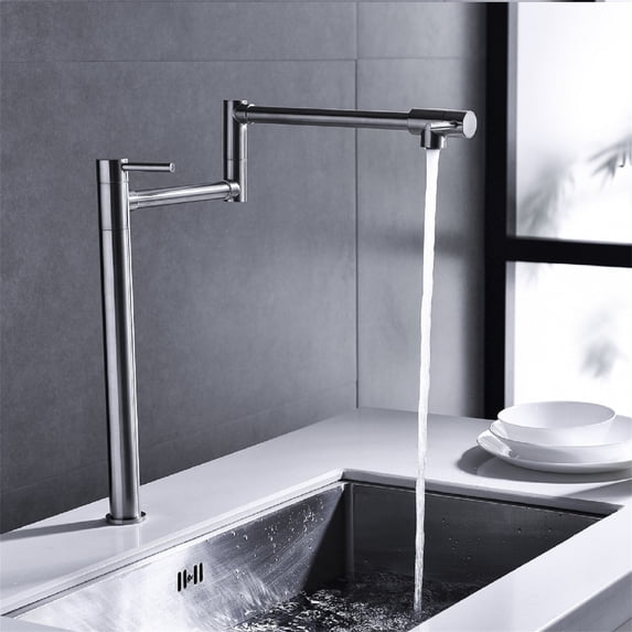 Cfowner Pot Filler Faucet with Extension Shank, Commercial Faucets for Bar Living Room, 360°Swivel Spout