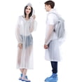thumbnail image 1 of Cfowner 2 Pack Raincoat, Waterproof Rain Coat Poncho Long Rain Jackets Lightweight with Drawstring Hood for Men Women-White, 1 of 5