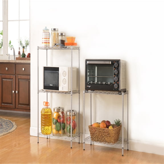 Cfowner Shelving Storage, Changeable Assembly Floor Standing Carbon Steel Storage Rack Silver