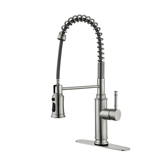 Cfowner Single Handle High Kitchen Faucet, Stainless Steel Sink Faucets with Pull Down Sprayer, Brushed Nickel