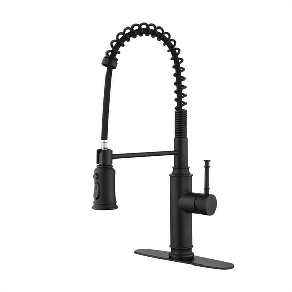 Cfowner Single Handle High Kitchen Faucet, Stainless Steel Sink Faucets with Pull Down Sprayer, Matte Black