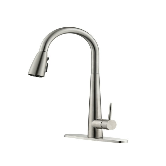 Cfowner Stainless Steel Kitchen Faucet, Commercial Faucets with Pull Down Sprayer, Single Handle Sink Faucet, Single Hole Deck Mount