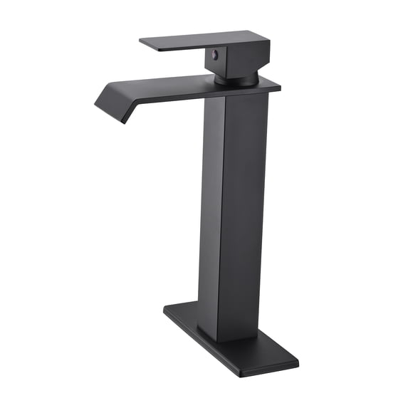 Cfowner Waterfall Spout Bathroom Faucet, Single Handle Vanity Sink Faucet, Large Water Flow, Easy To Install