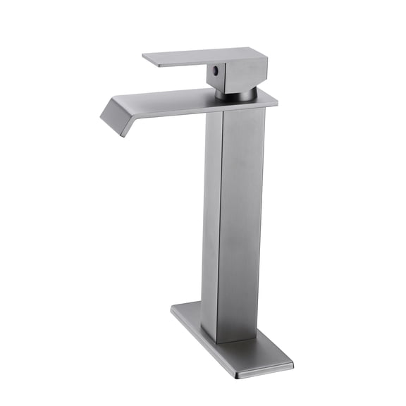 Cfowner Waterfall Spout Bathroom Faucet, Single Handle Vanity Sink Faucet, Large Water Flow, Easy To Install