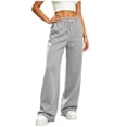 thumbnail image 1 of Cfrylhy Womens Wide Leg Sweatpants Elastic Waist Drawstring Comfy Sweat Pants Fashion Lounge Travel Trousers with Pockets, 1 of 7
