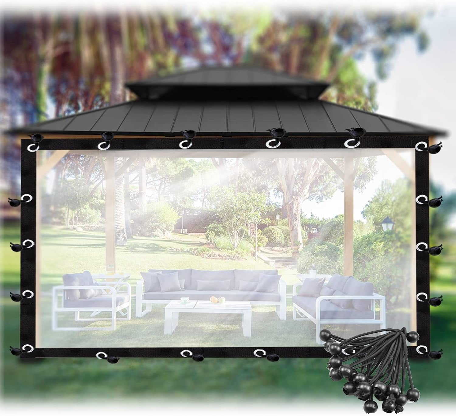 CghhDY Outdoor Patio Heavy-Duty Tarpaulin Clear Vinyl Curtains ...