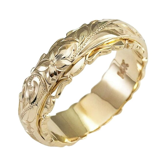 Cglfd Clearance 14k Yellow Gold Plated Suspended Carved Rose Flower Ring End Ring for Women, Tail Ring, Valentine's Day Gift, Gold