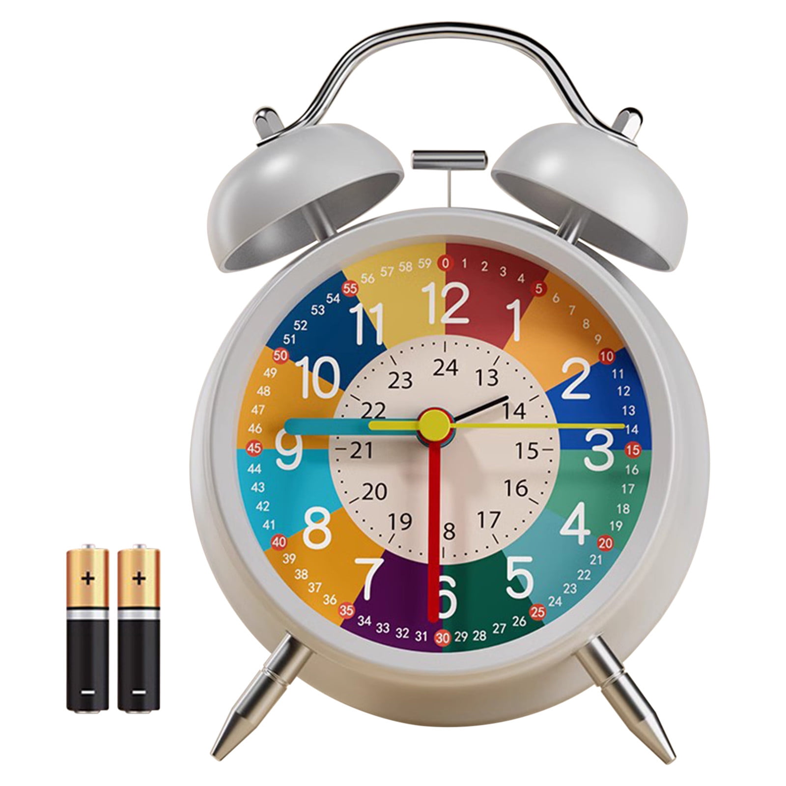 Cglfd Clearance Children's Alarm Clock, Analogue Alarm Clock, No Ticking, Learning Alarm Clock